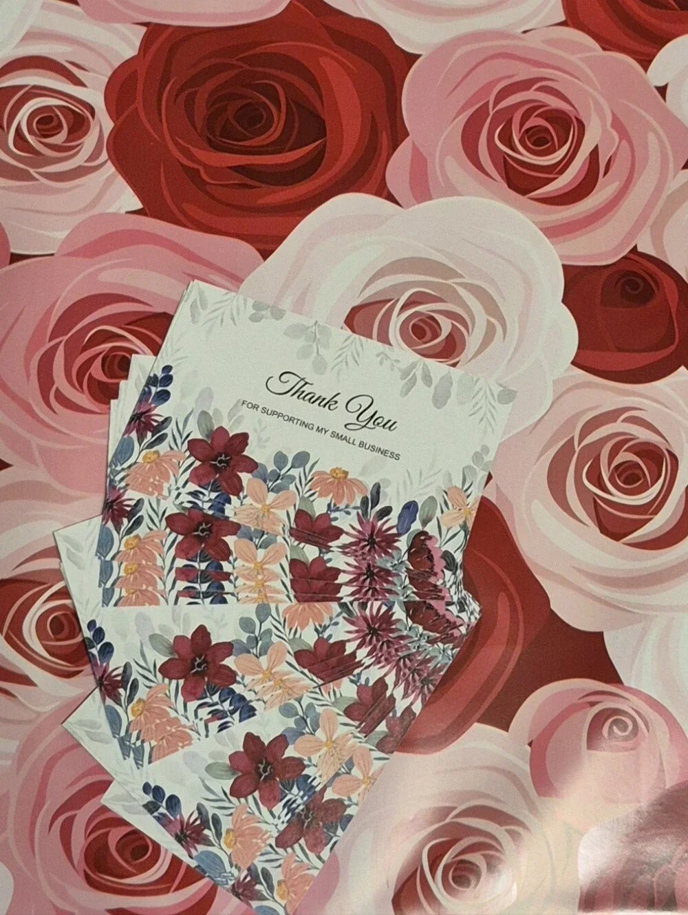 Poly Mailer Set 10x13 - Choose 25 Pink Or 25 Red Roses + 25 Thank You Cards
